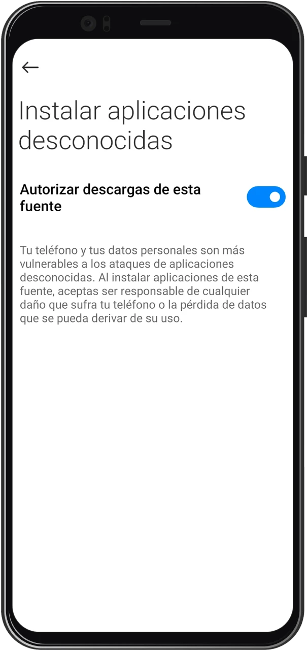 Activá la opción de fuentes desconocidas en tu celular para instalar la app 1xBet.