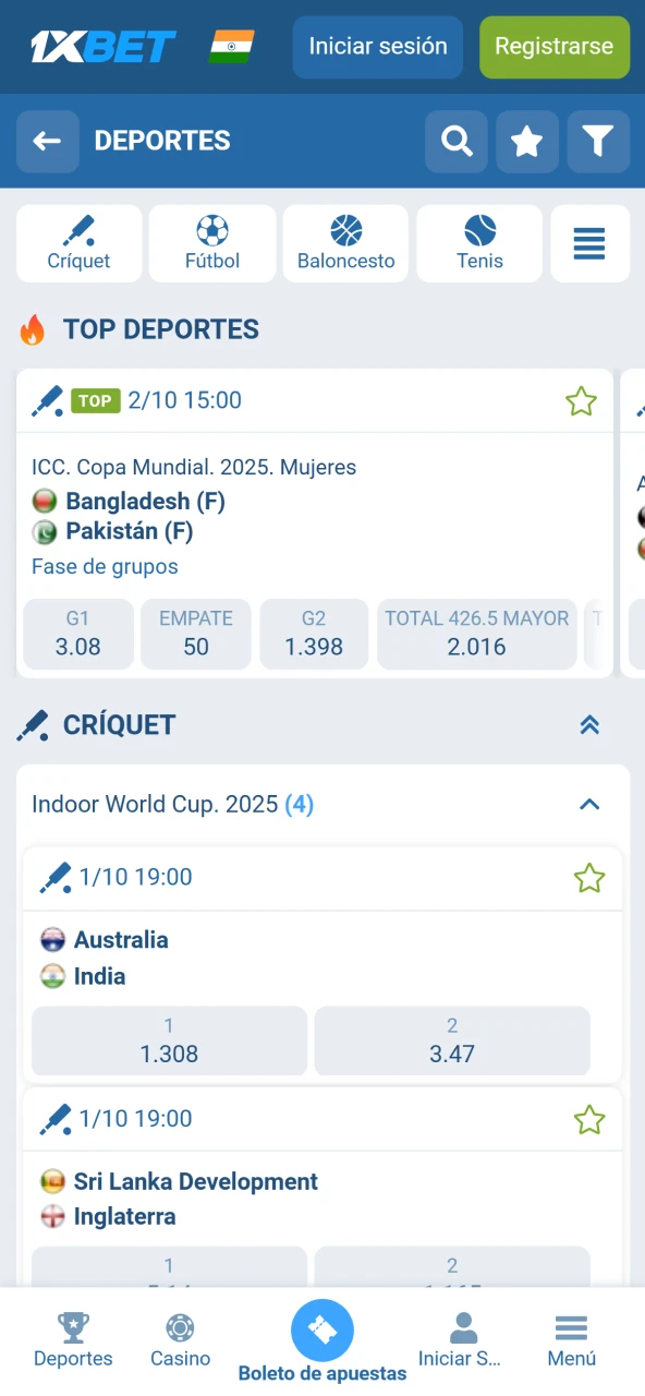 Apostá en miles de partidos y torneos deportivos en el sitio oficial de 1xBet.